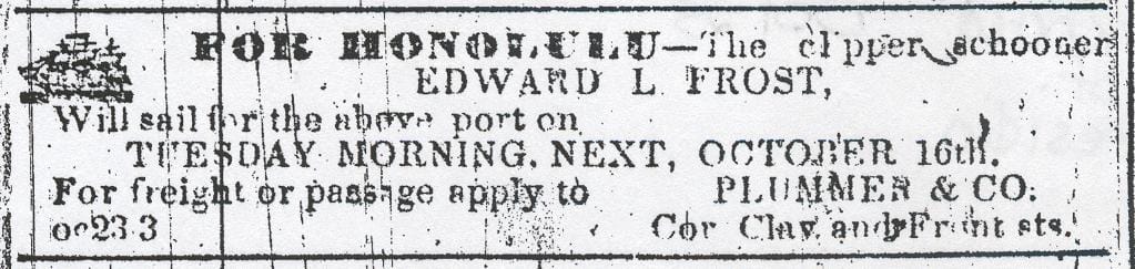 Honolulu ship  Oct 1852